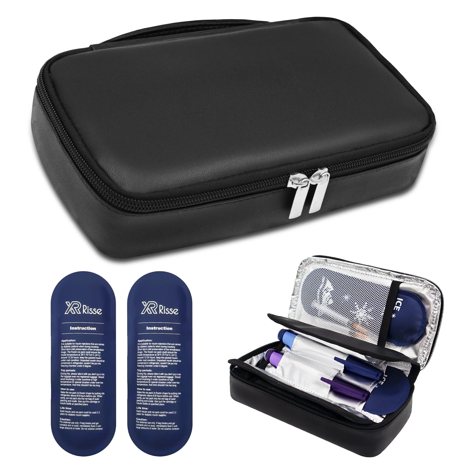 Estuche organizador para insulina – Rígido, con bloques de frío y compartimentos